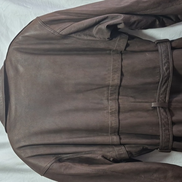 Pelle Cuir Men's Brown Full Length Leather Trench Coat Sz M GORGEOUS!! - Picture 10 of 17